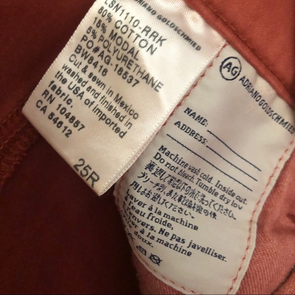 Adriano Goldschmied Jeans AG Size 25 Stilt Cigarette Terracotta Skinny - Picture 6 of 6